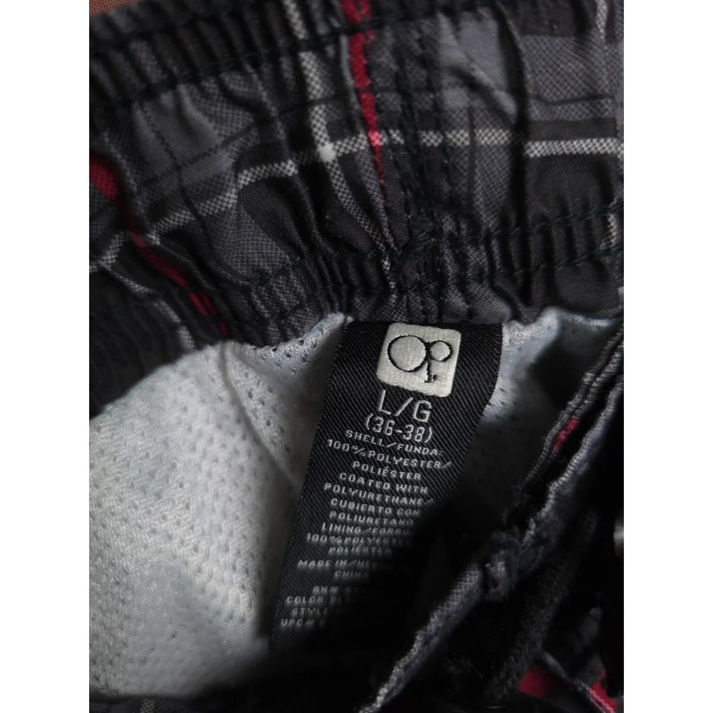 Op Ocean Pacific Men's Plaid Cargo Swim Trunks L Black/Red